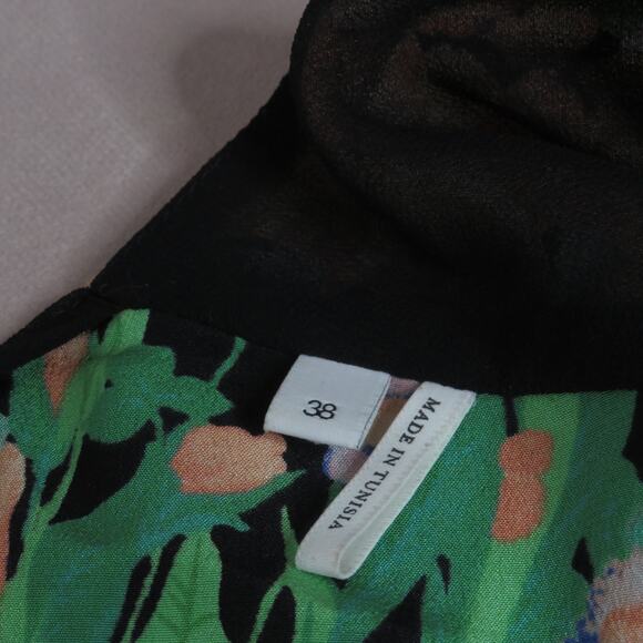 Sandro Green Floral Print V-Neck Eudelin Silk Romper - Picture 10 of 13